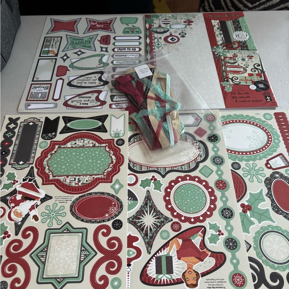 Christmas Craft Sticker Set with Red and Green Accents